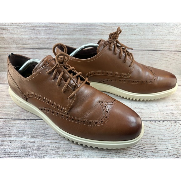 Cole Haan Grand Plus Wingtip Oxford Shoes Mens Size 12M Brown Leather *TRIED ON* main image 4